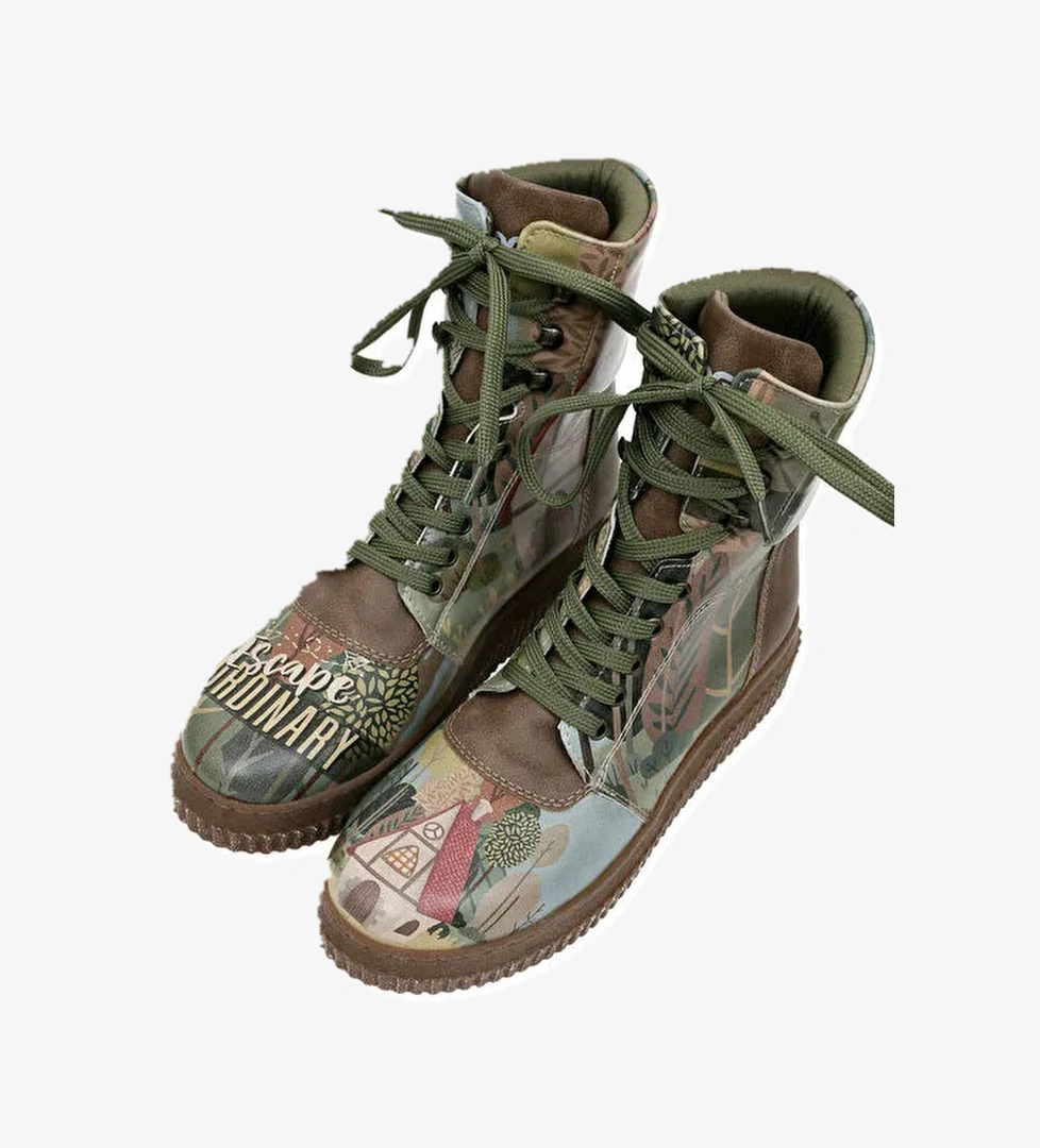 Kadın Vegan Deri Yeşil Uzun Bot - Escape the Ordinary Tasarım - Görsel 1