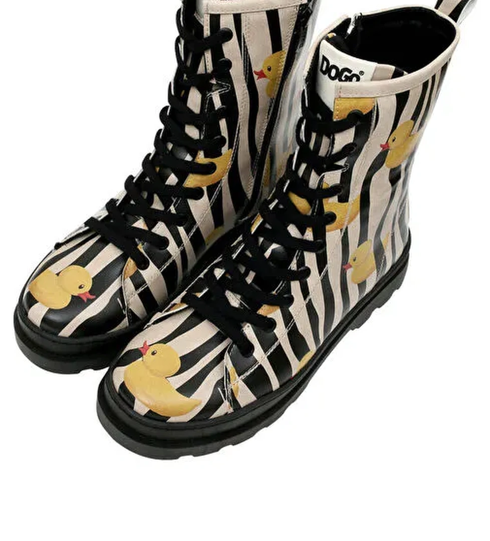 Kadın Vegan Deri Siyah Fermuarlı Uzun Bot - Ducky Tasarım - Görsel 1