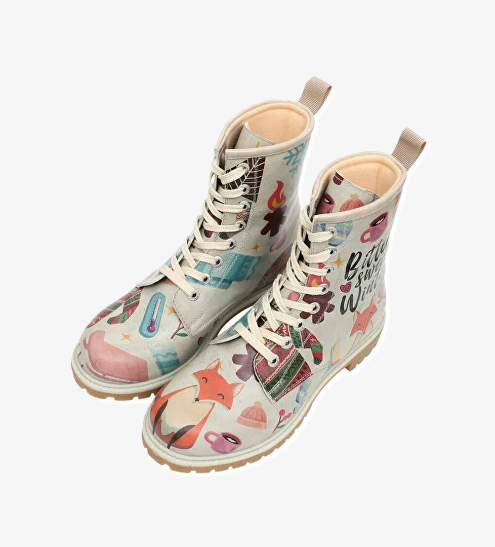 Kadın Vegan Deri Gri Uzun Bot - Bitter Sweet Winter Tasarım - Görsel 1