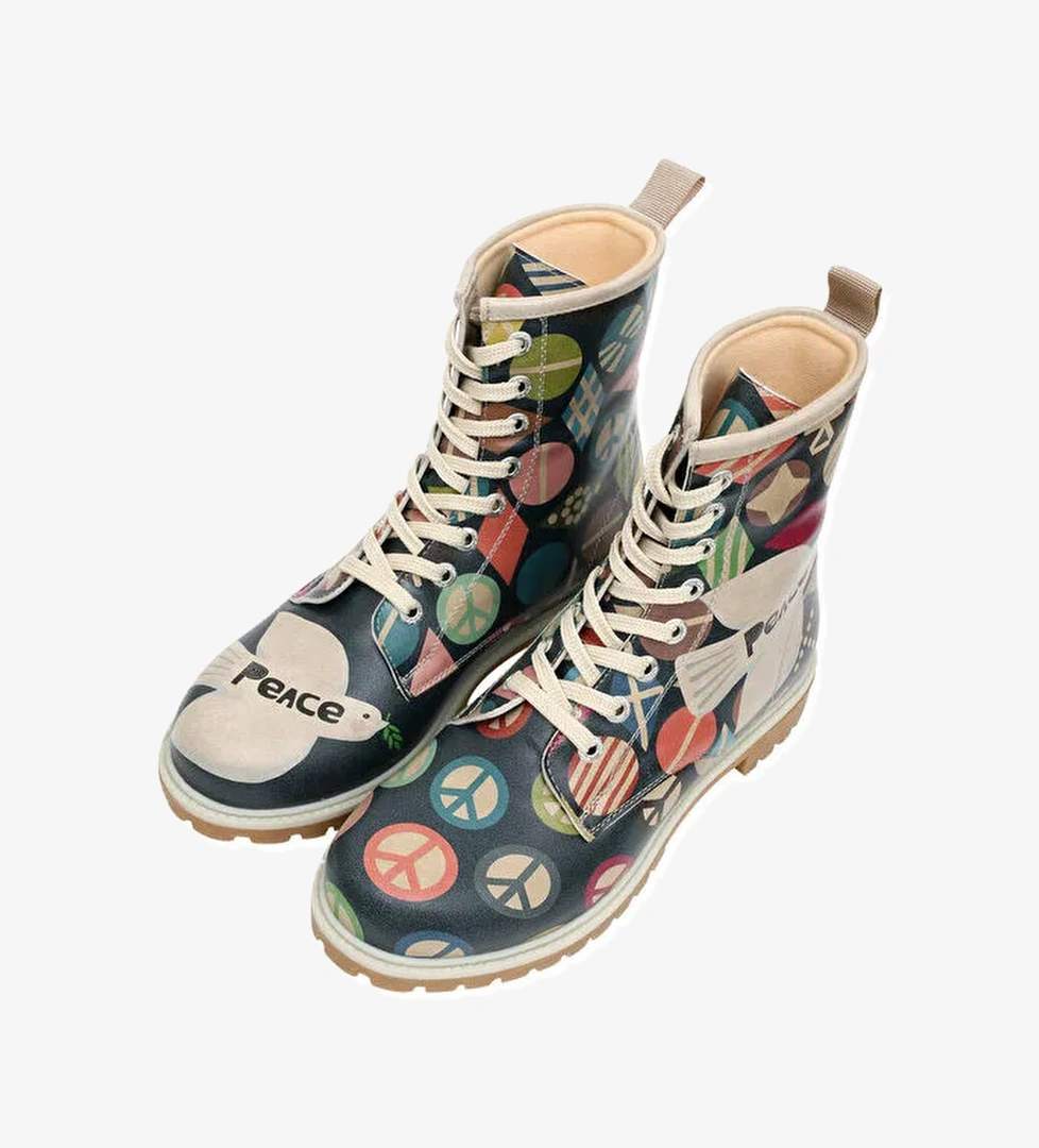 Kadın Vegan Deri Lacivert Uzun Bot - Peace Tasarım - Görsel 1