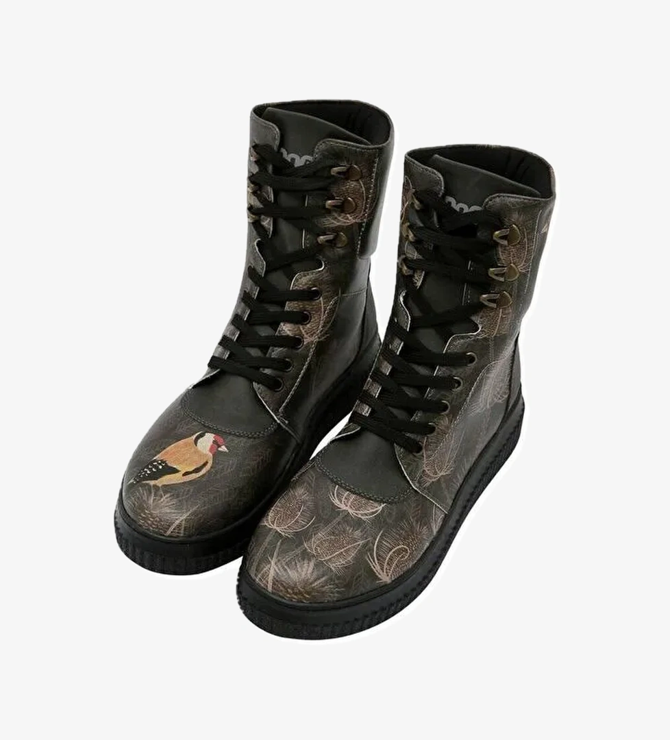 Kadın Vegan Deri Siyah Uzun Bot - Goldfinch Tasarım - Görsel 1