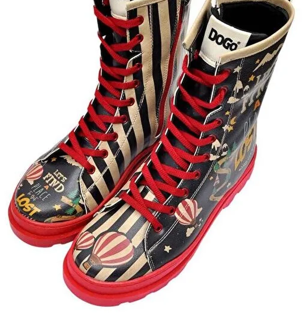 Kadın Vegan Deri Çok Renkli Fermuarlı Uzun Bot - Let's Find a Place to Get Lost Tasarım - Görsel 1