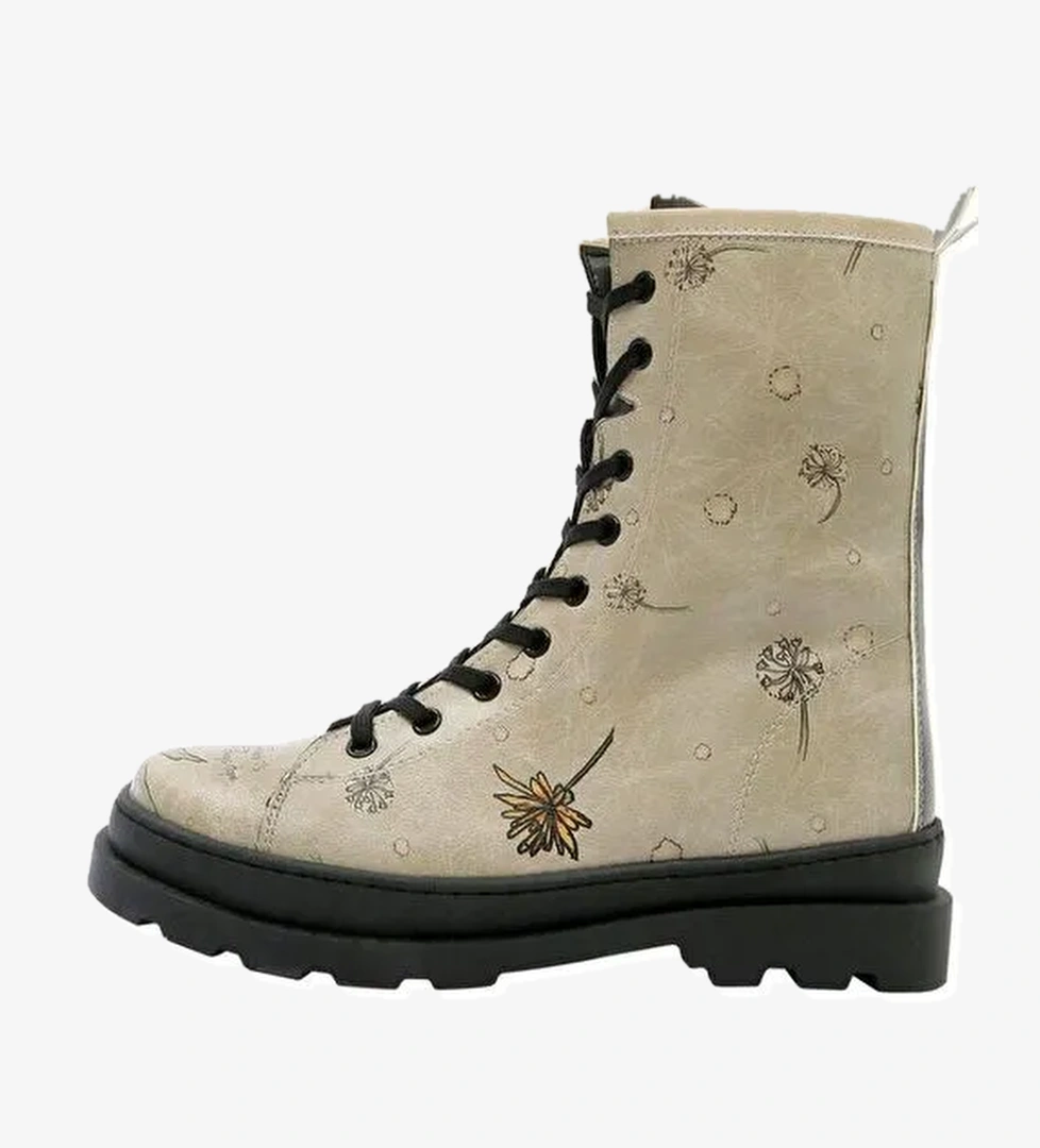 Kadın Vegan Deri Bej Fermuarlı Uzun Bot - There is always Hope Tasarım - Görsel 1