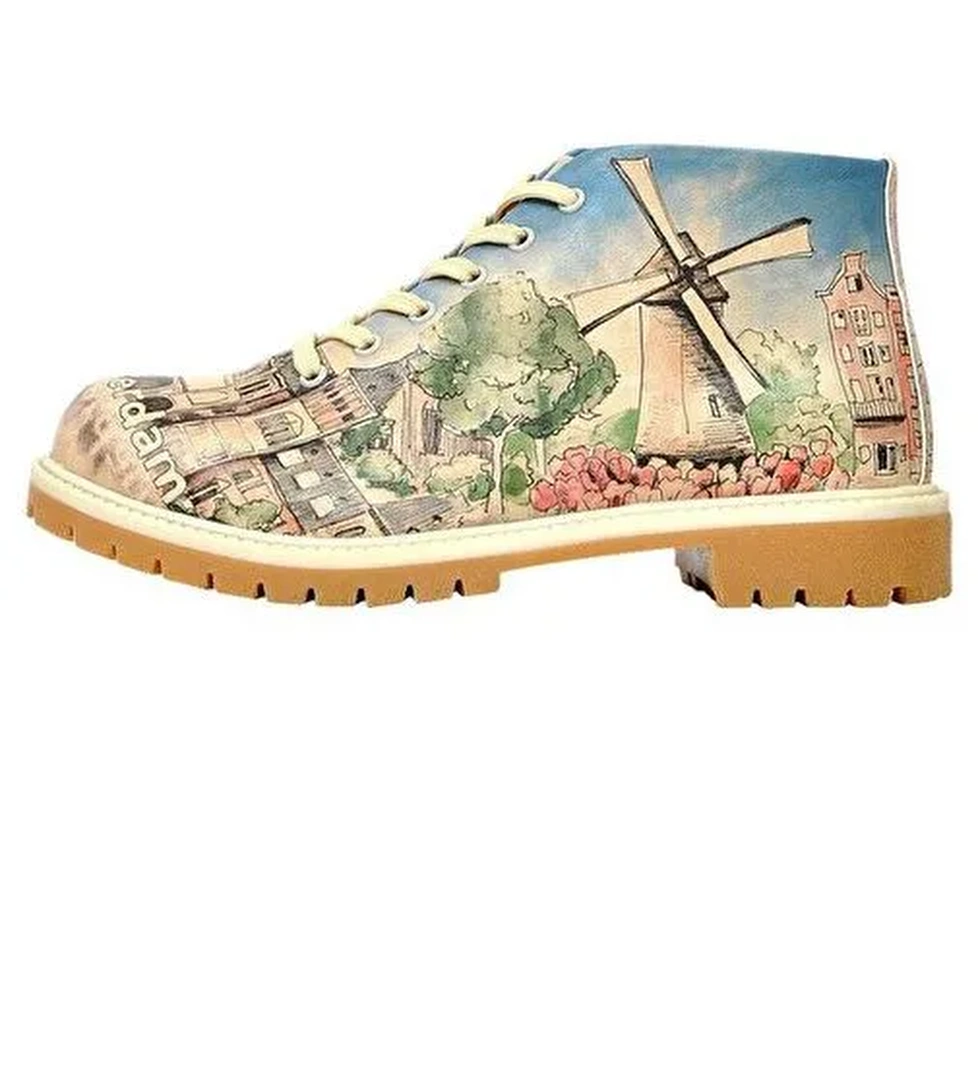 Kadın Vegan Deri Çok Renkli Fermuarlı Kısa Bot - Little by Little one Travels Far Tasarım - Görsel 1