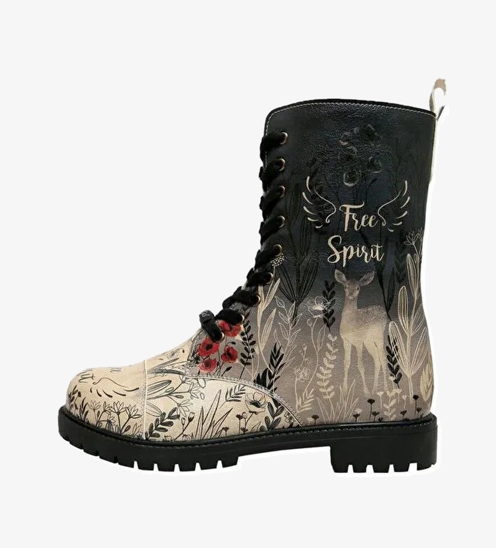 Kadın Vegan Deri Çok Renkli Fermuarlı Uzun Bot - Free Spirit Tasarım - Görsel 1