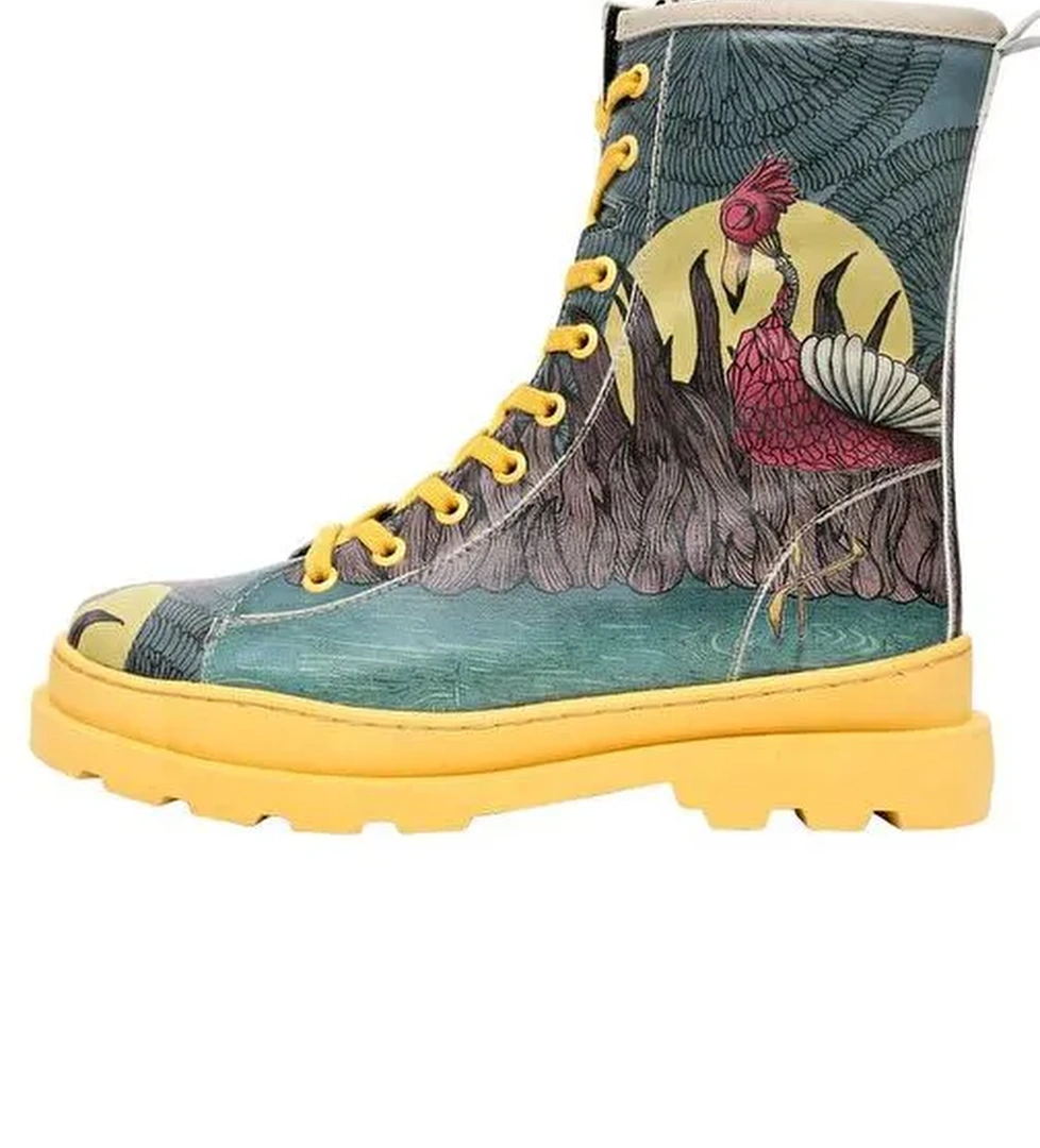 Kadın Vegan Deri Çok Renkli Fermuarlı Uzun Bot - Gracefulness Tasarım - Görsel 1