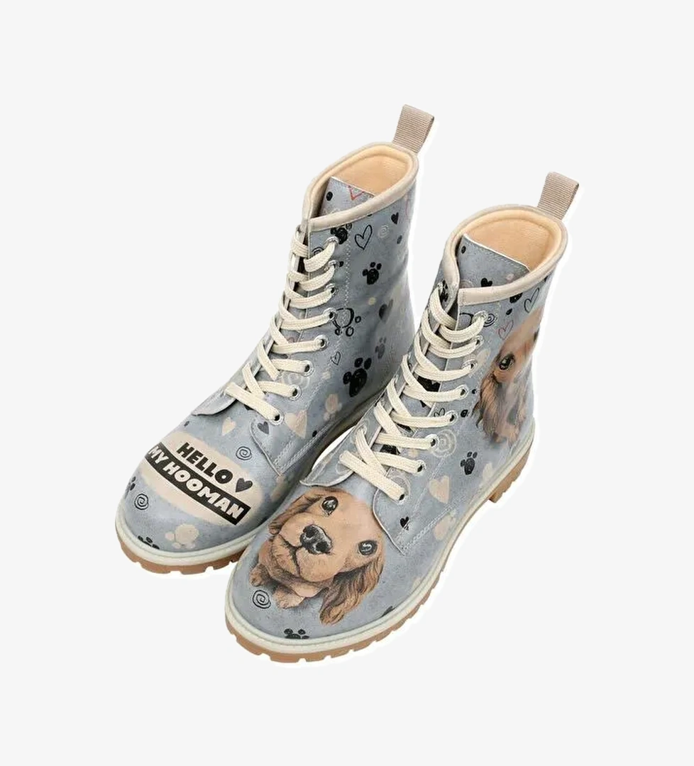 Kadın Vegan Deri Mavi Uzun Bot - Hello My Hooman Tasarım - Görsel 1