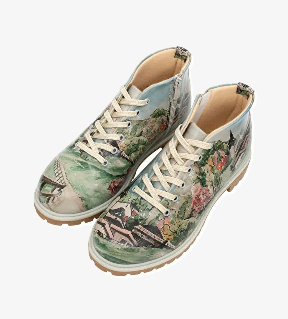 Kadın Vegan Deri Çok Renkli Fermuarlı Kısa Bot - Alpine Meadows Tasarım - Görsel 1