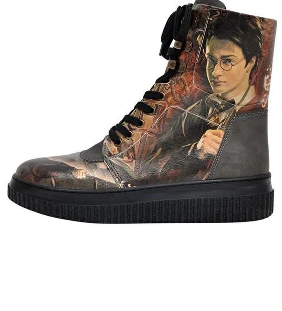 Kadın Vegan Deri Siyah Uzun Bot - Warner Bros Triwizard Tournament Harry Potter Tasarım - Görsel 1