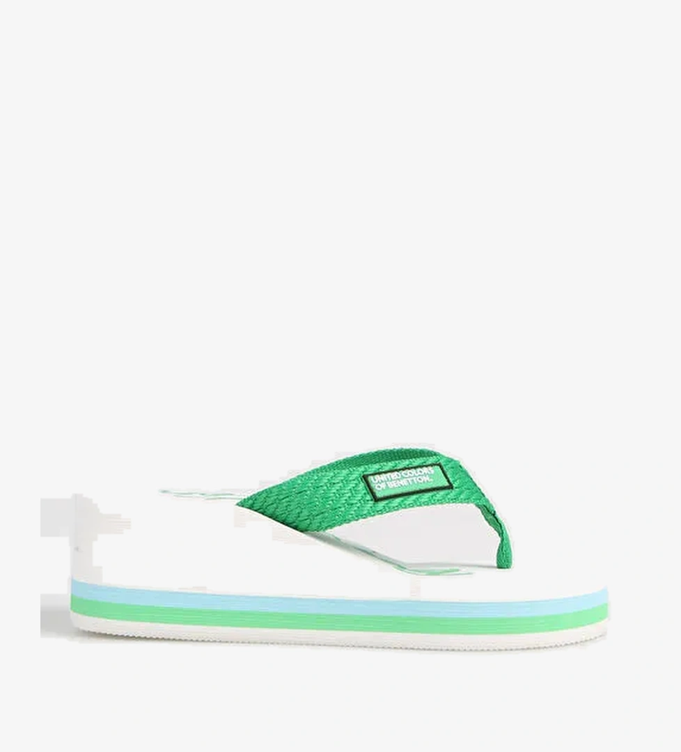 Benetton Yeşil-Beyaz Kadın Plaj Terliği BNI-10218