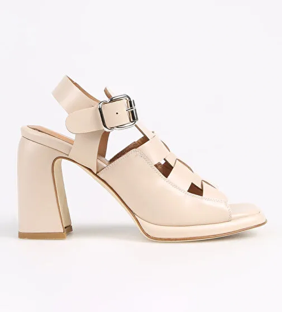 Laura Bellariva Laura Bellariva Siyah Bej Kadın Deri Topuklu Ayakkabı 9503 model görseli