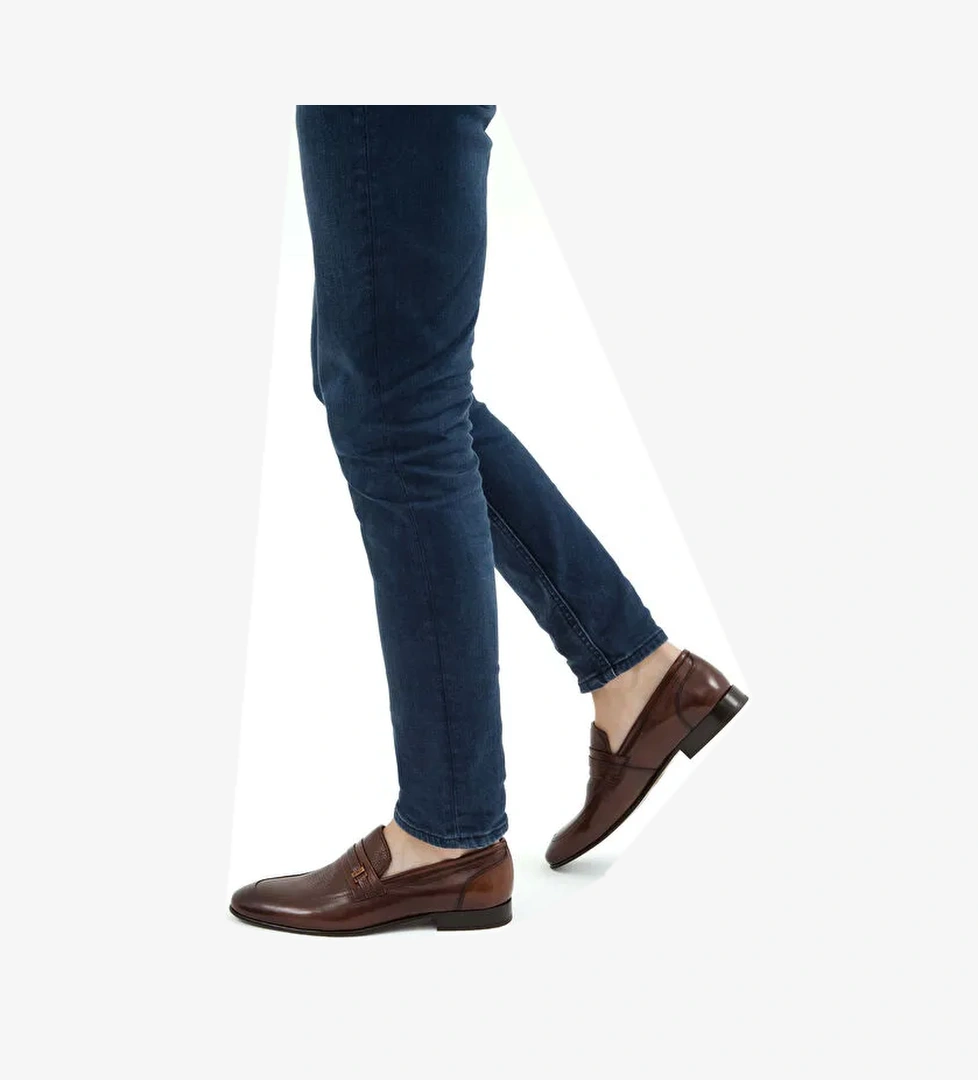 Tamer Tanca Erkek Hakiki Deri Taba Bufalo Makosen Ayakkabı - Görsel 1