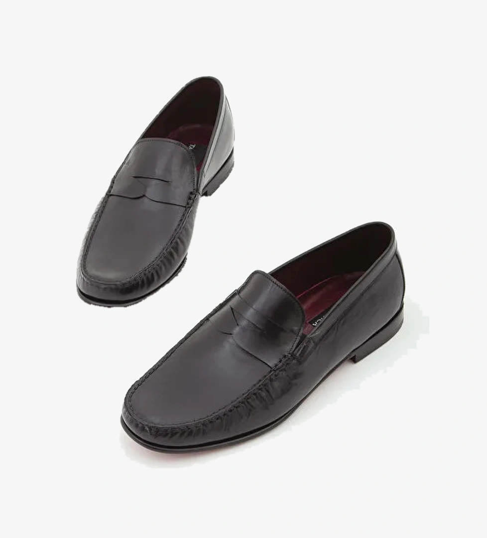 Tamer Tanca Erkek Hakiki Deri Siyah Bufalo Rok Ayakkabı - Görsel 1