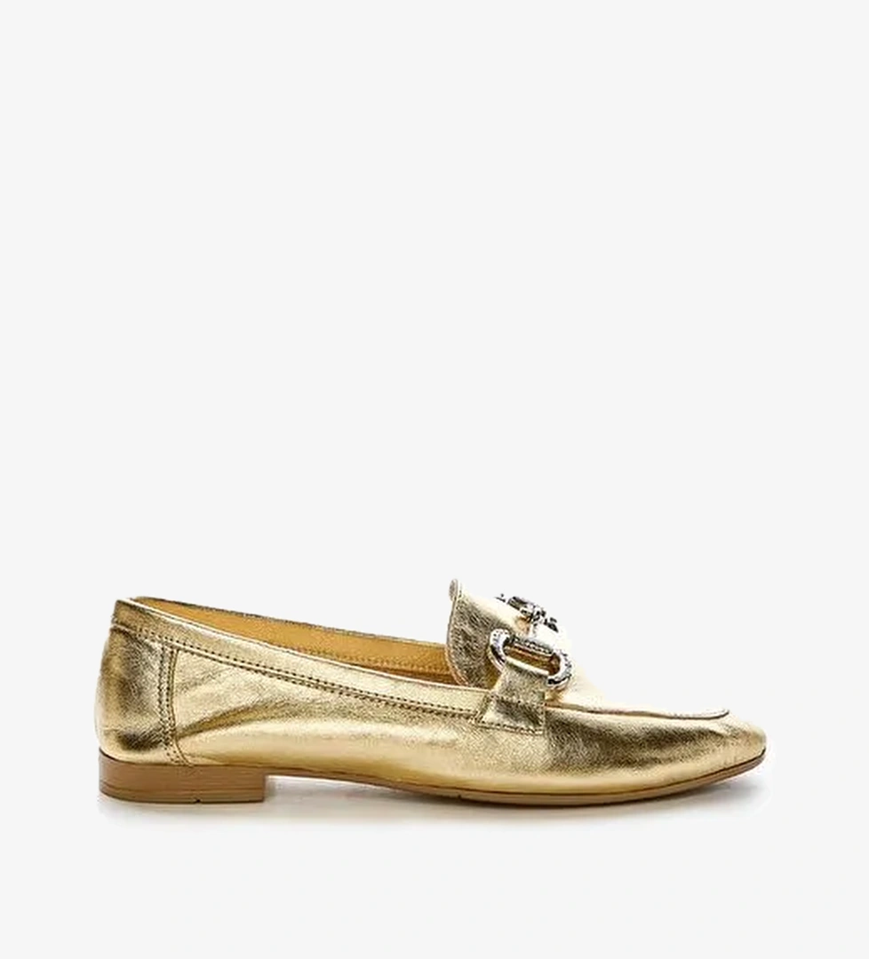 Valmenti Altın Kadın Deri Loafer 961 55-1 BN AYK Y23 - Görsel 1