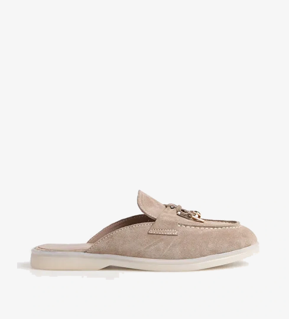 Fabrika Bej Kadın Süet Terlik BERTINA - Görsel 1