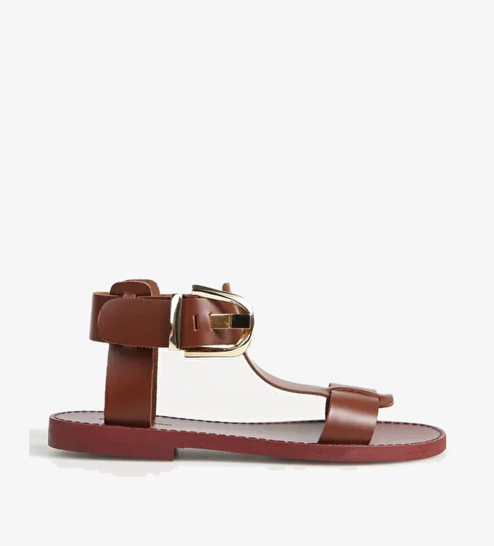 George Hogg Taba Kadın Deri Sandalet SND-10622-4SS - Görsel 1