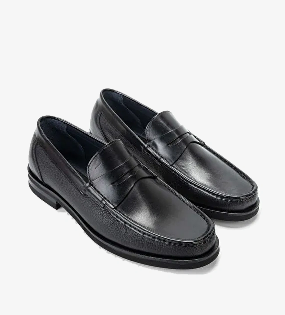 Tamer Tanca Erkek Hakiki Deri Siyah Loafer Ayakkabı - Görsel 1