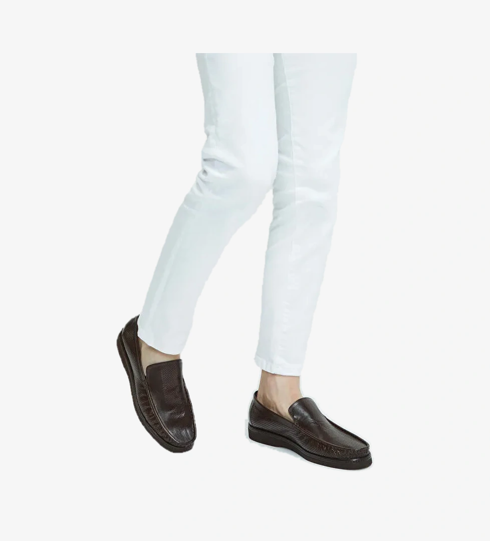 Tamer Tanca Erkek Hakiki Deri Kahverengi Loafer Ayakkabı - Görsel 1