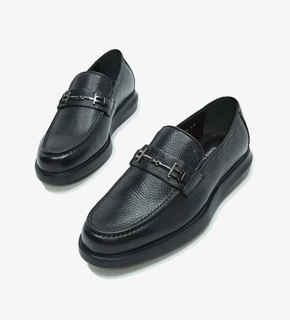 Tamer Tanca Erkek Hakiki Deri Siyah Loafer Ayakkabı - Görsel 1