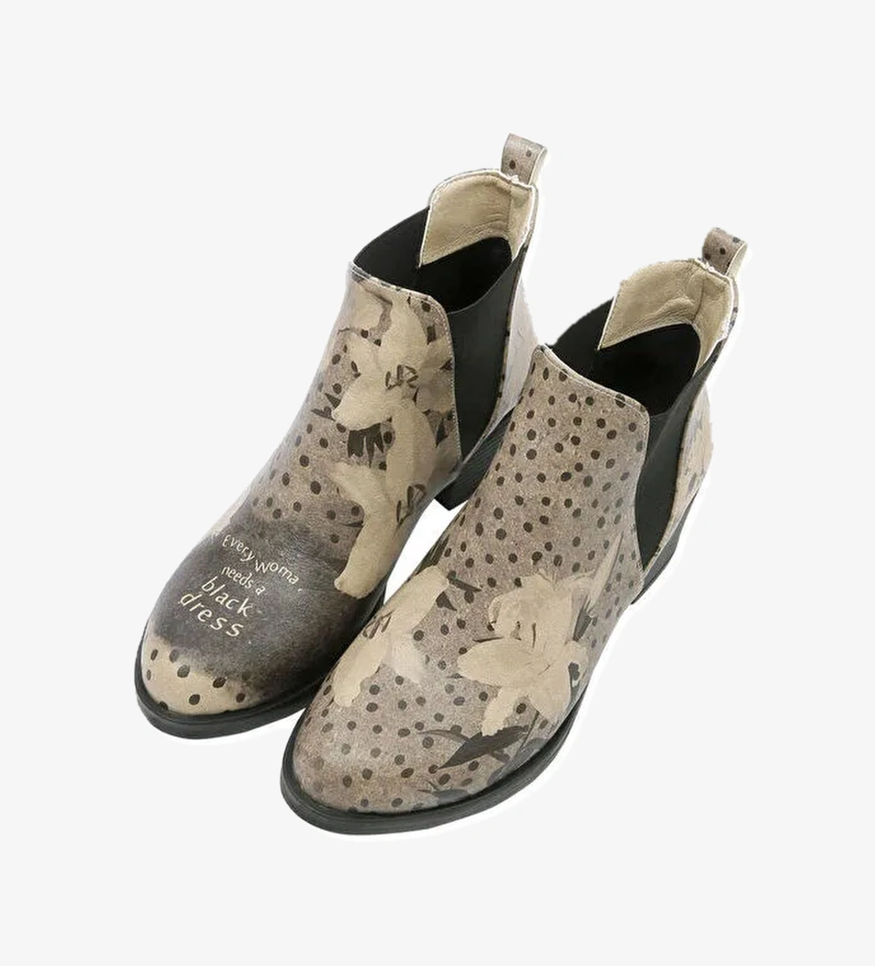 Kadın Vegan Deri Bej Bilekte Bot - Black Dress Tasarım - Görsel 1