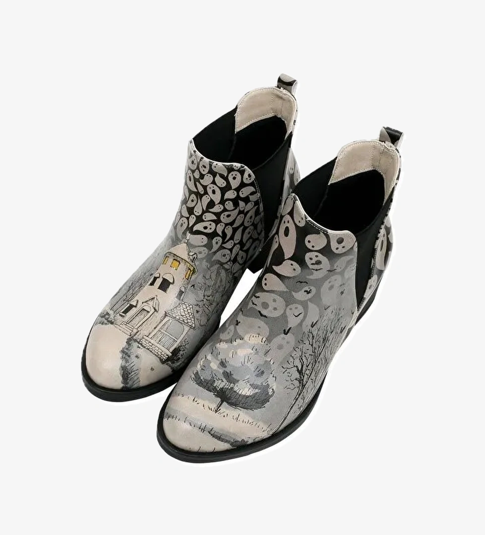 Kadın Vegan Deri Gri Bilekte Bot - Spooky Town Tasarım - Görsel 1