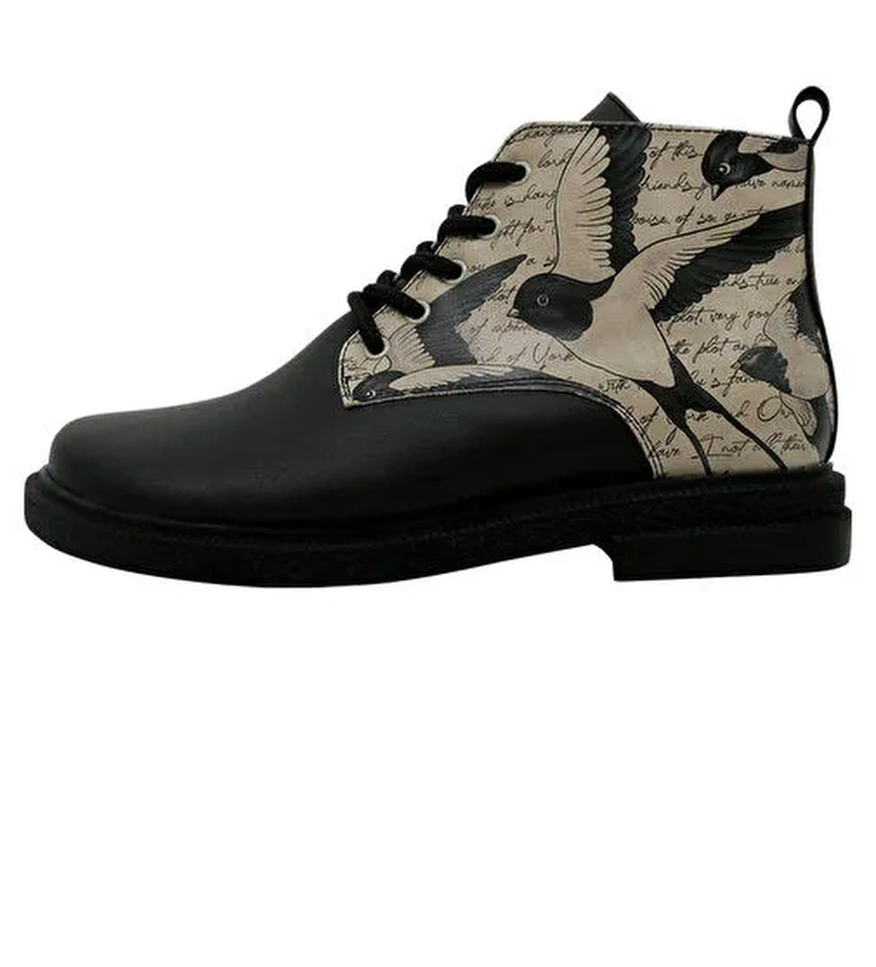 Kadın Vegan Deri Siyah Bilekte Bot - Letters for Lovers Tasarım - Görsel 1