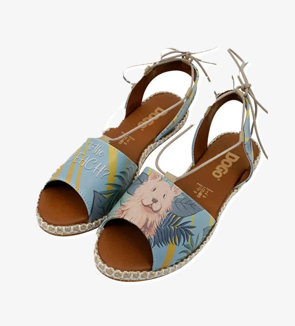 Kadın Vegan Deri Mavi Bağcıklı Sandalet - To the Beach Tasarım - Görsel 1