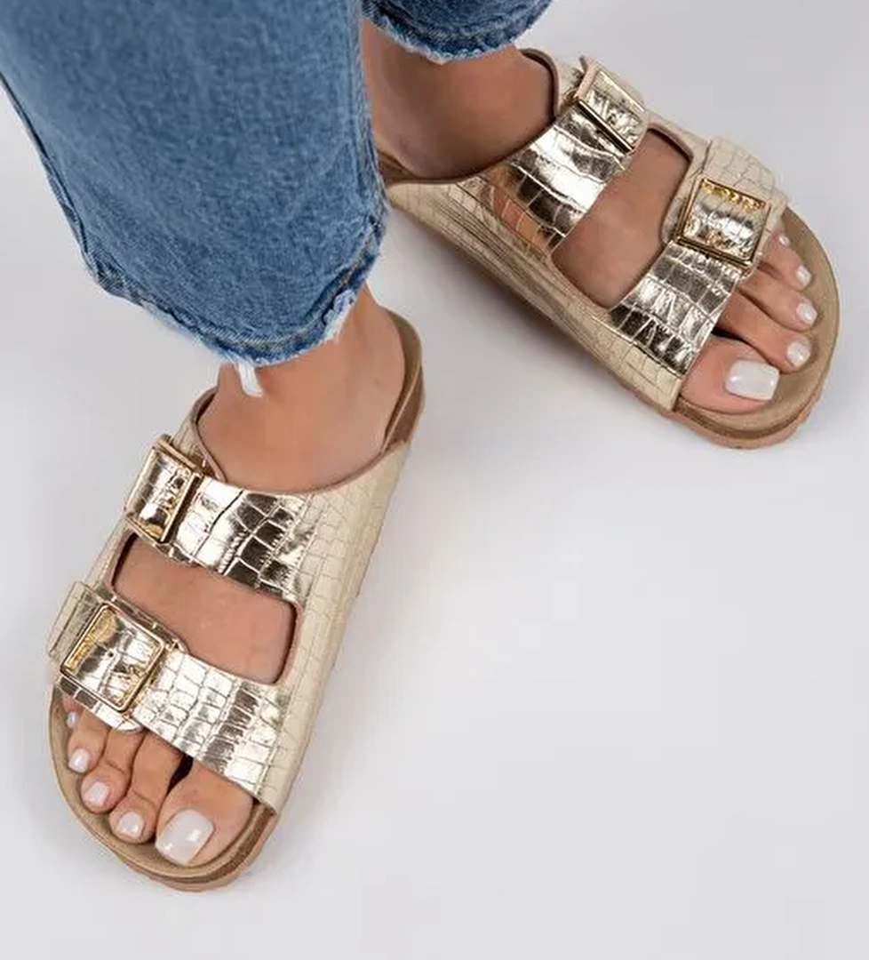 Manijero Gold Kadın Deri Terlik MNJ.091.01 - Görsel 1