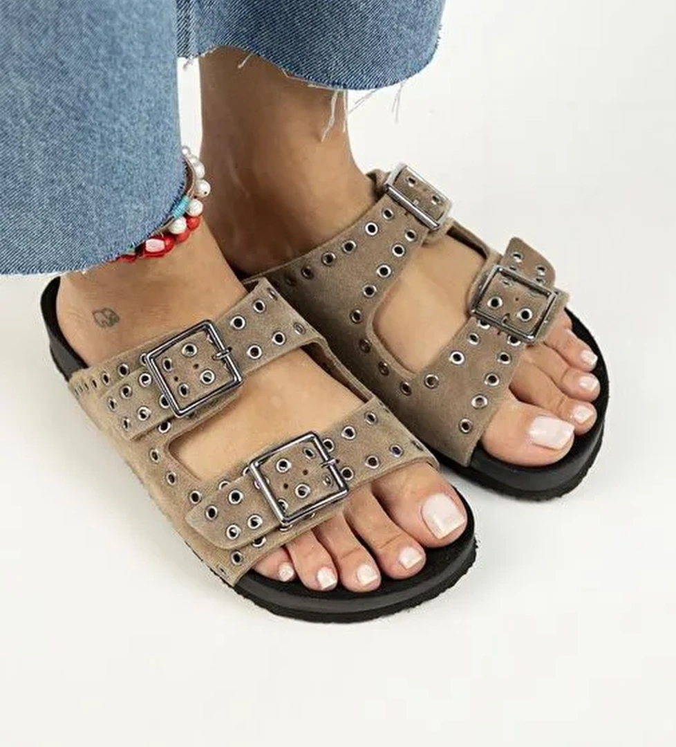 Manijero Vizon Kadın Süet Terlik MNJ.123.03 - Görsel 1