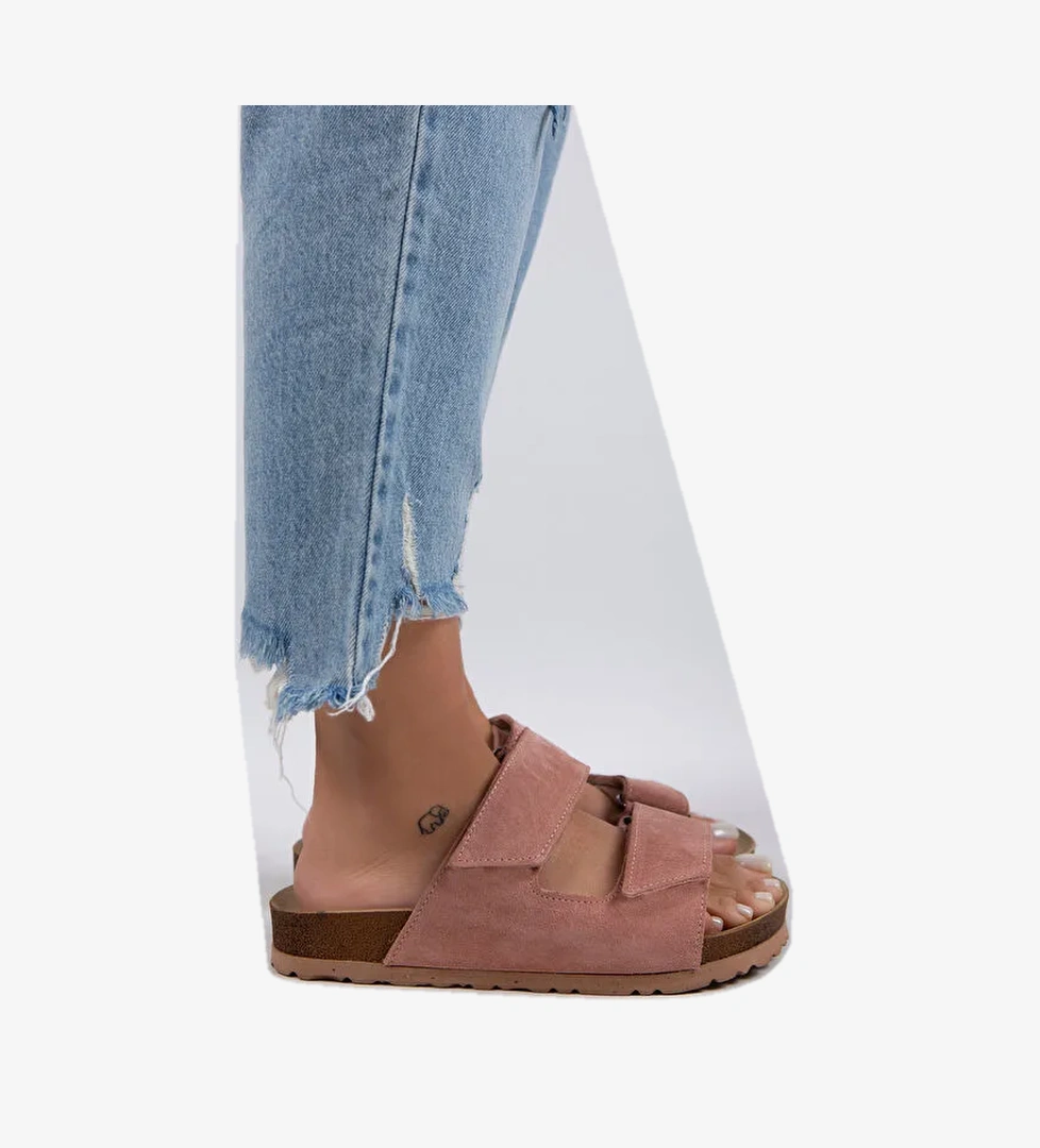 Manijero Pudra Kadın Süet Terlik MNJ.009.13 - Görsel 1