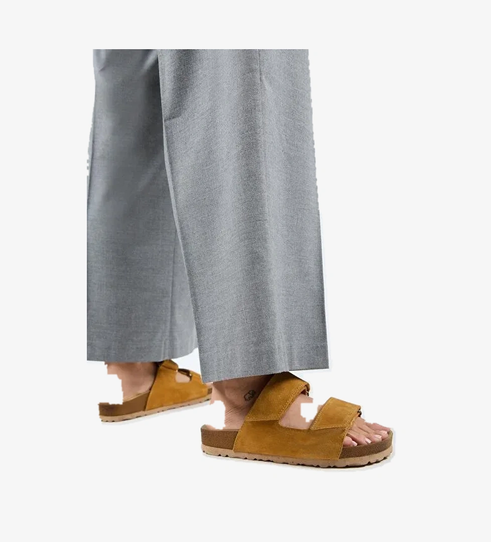 Manijero Sarı Kadın Süet Terlik MNJ.009.04 - Görsel 1