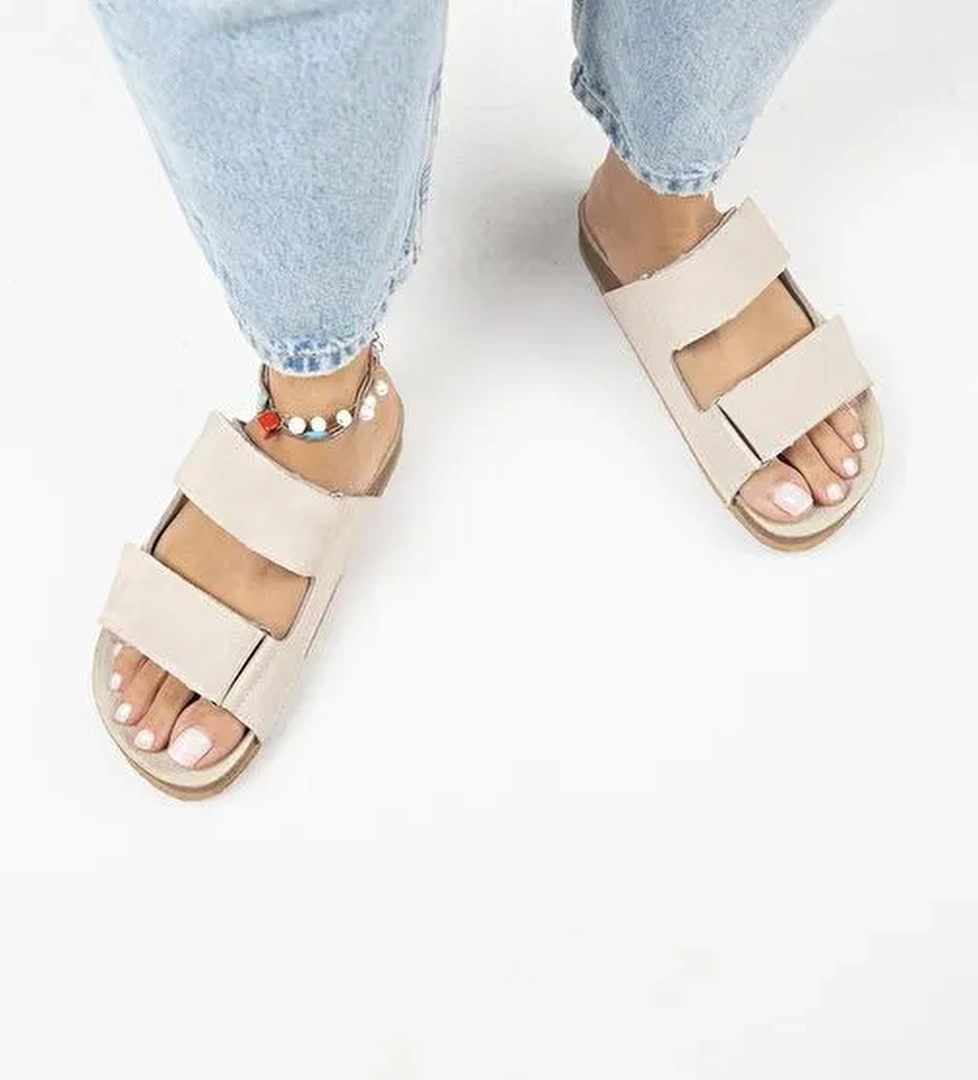 Manijero Bej Kadın Süet Terlik MNJ.009.03 - Görsel 1