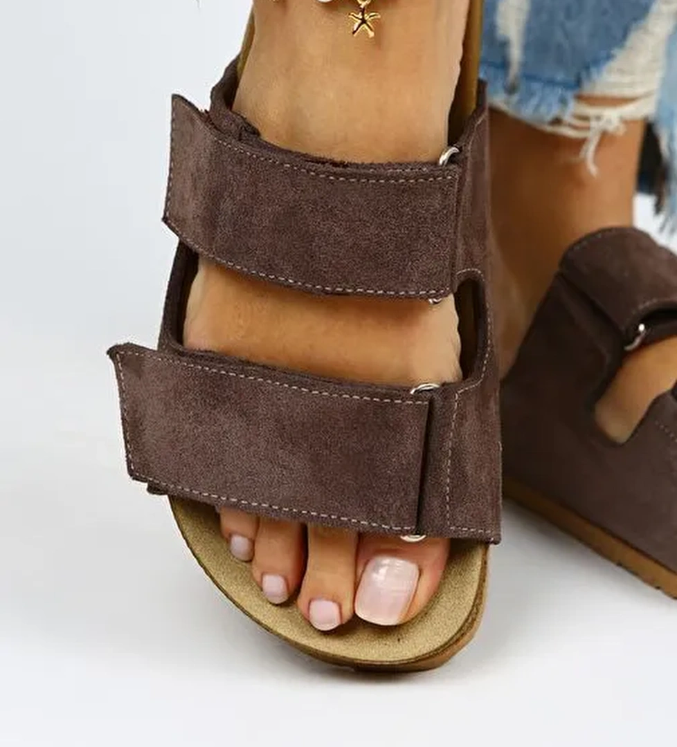 Manijero Kahverengi Kadın Süet Terlik MNJ.009.06 - Görsel 1