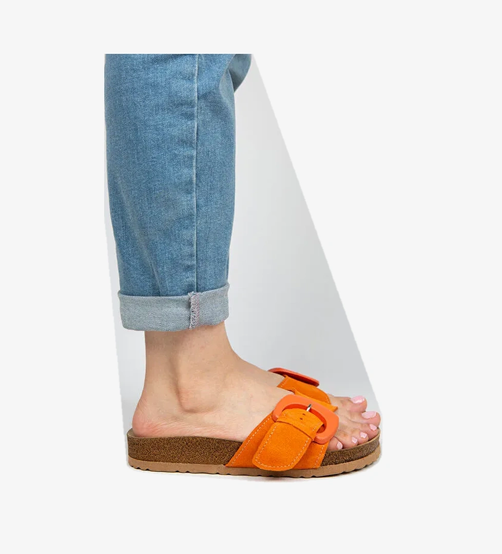 Manijero Turuncu Kadın Süet Terlik MNJ.001.11 - Görsel 1