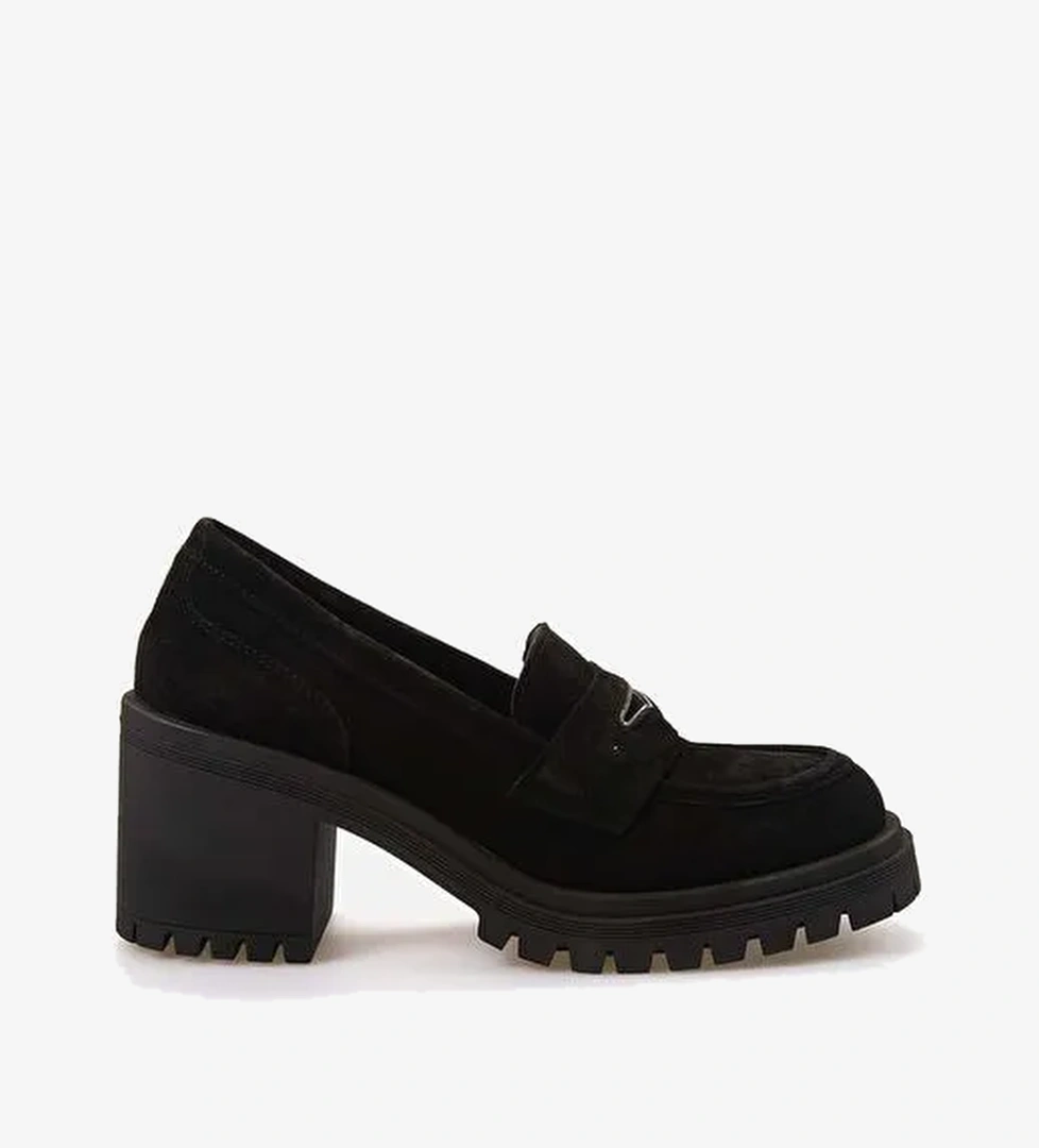 Kemal Tanca Siyah Kadın Süet Loafer 242TCK056 469 - Görsel 1