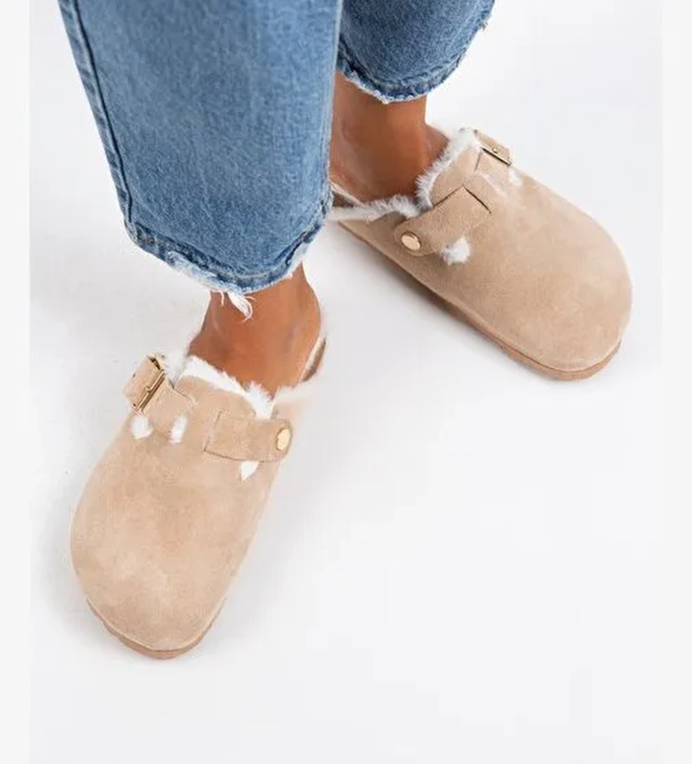 Manijero Kum Süet Kadın Süet - Kürklü Terlik MNJ.098.05 - Görsel 1