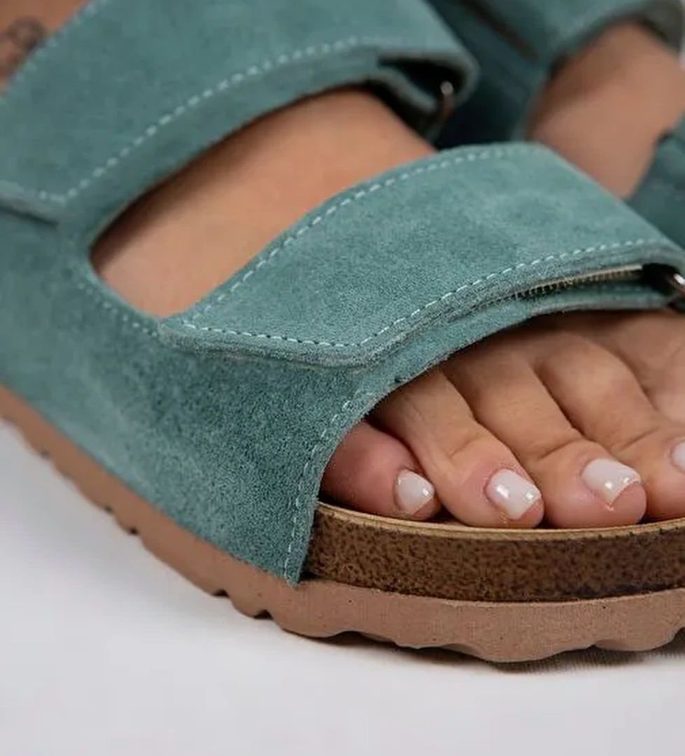 Manijero Mint Yeşili Kadın Süet Terlik MNJ.009.15 - Görsel 1