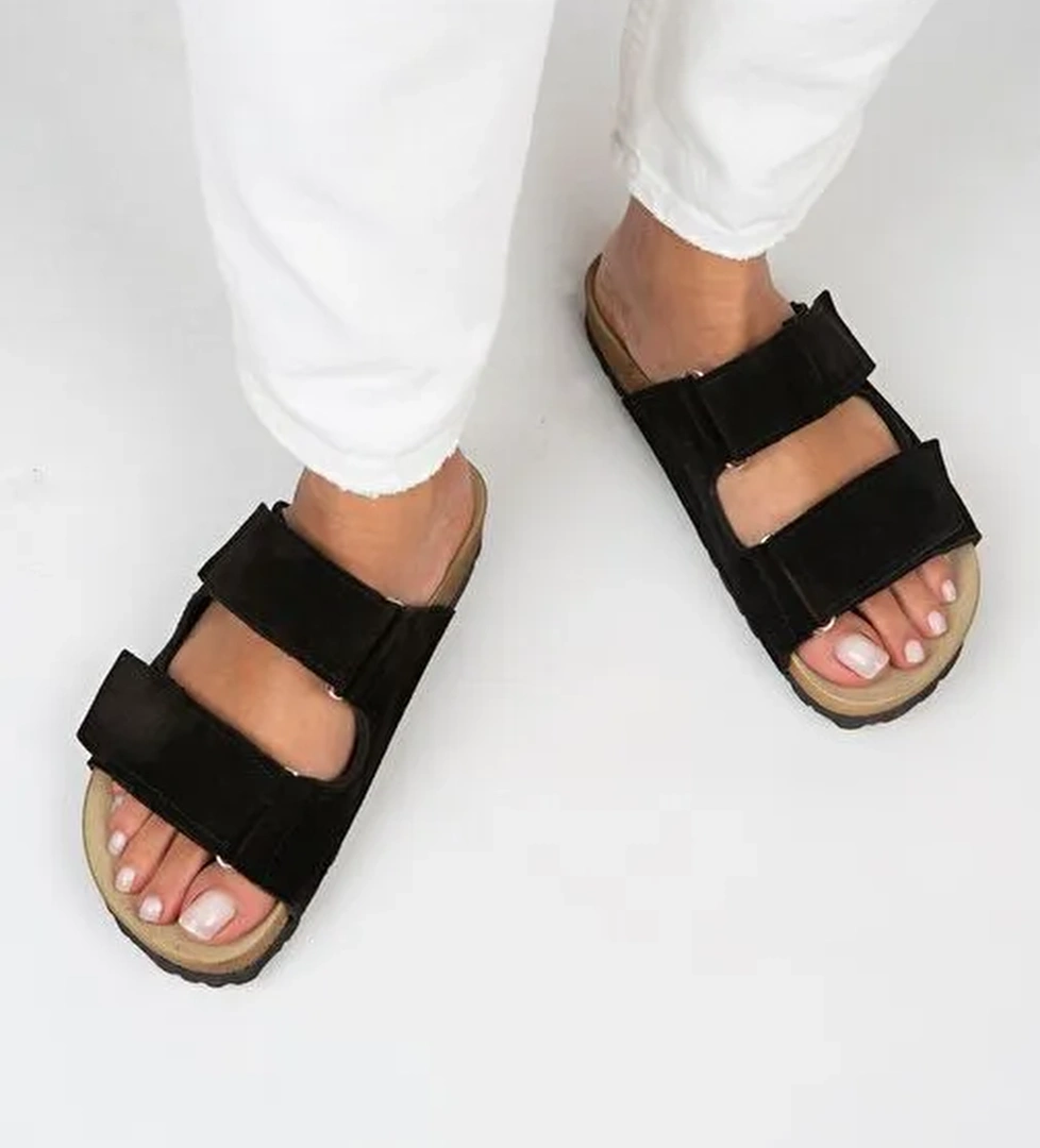 Manijero Siyah Kadın Süet Terlik MNJ.009.09 - Görsel 1