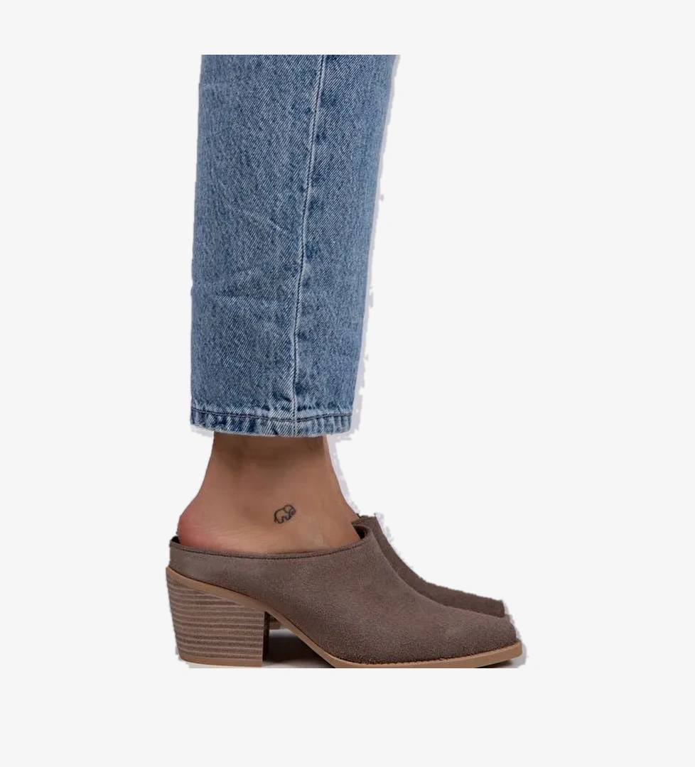 Manijero Stella Kadın Hakiki Deri Western Vizon - Süet Terlik - Görsel 1