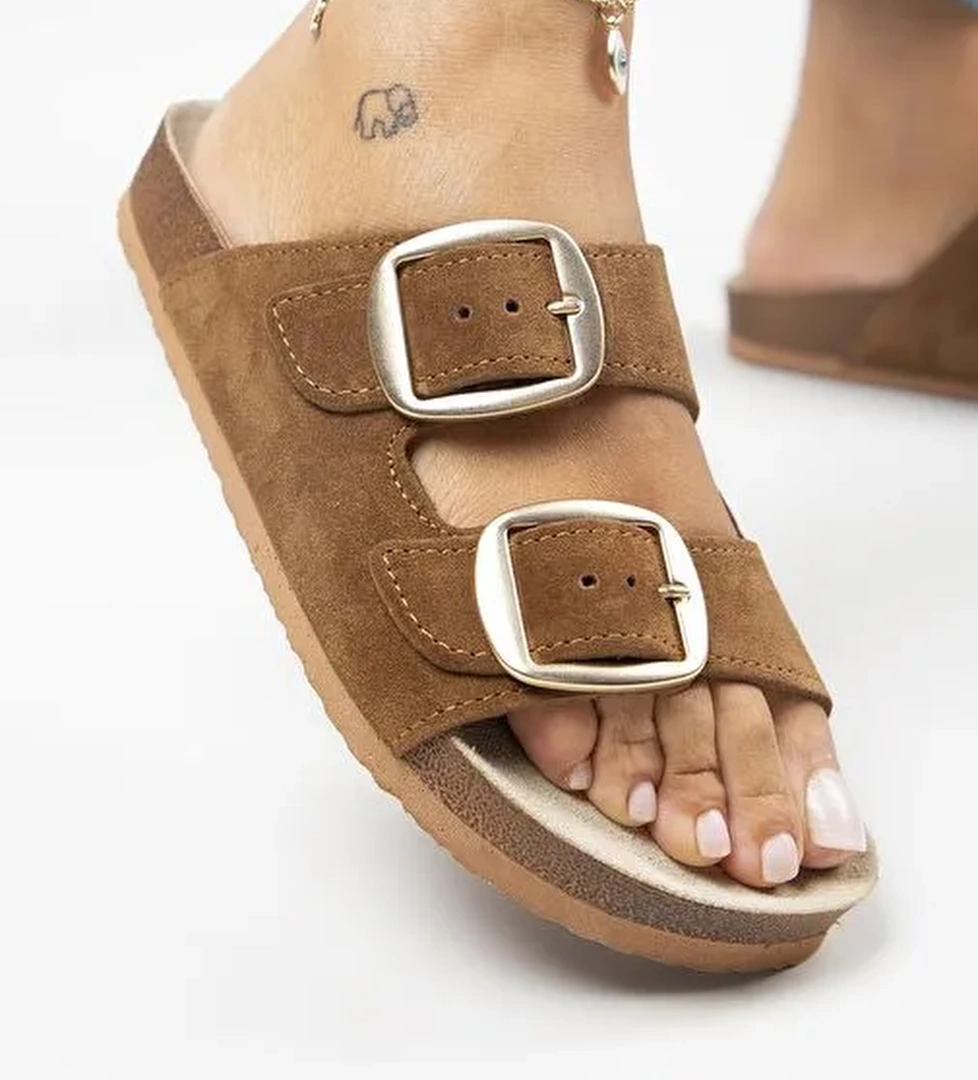 Manijero Taba Kadın Süet Terlik MNJ.010.08 - Görsel 1