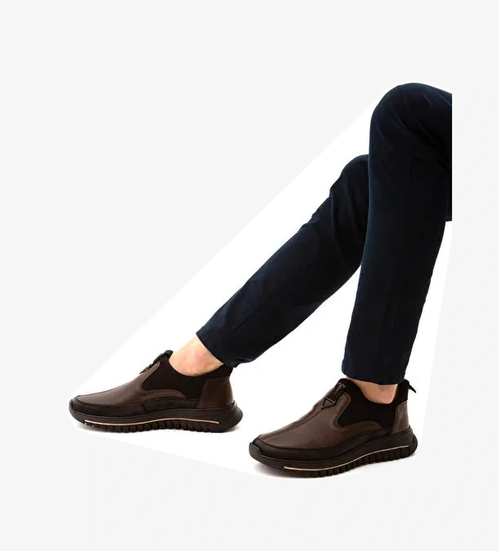 Tnc Sports Erkek Hakiki Deri Siyah/Kahve Sneakers & Spor Ayakkabı - Görsel 1