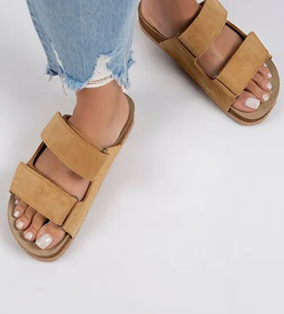 Manijero Açık Hardal Kadın Süet Terlik MNJ.009.12 - Görsel 1