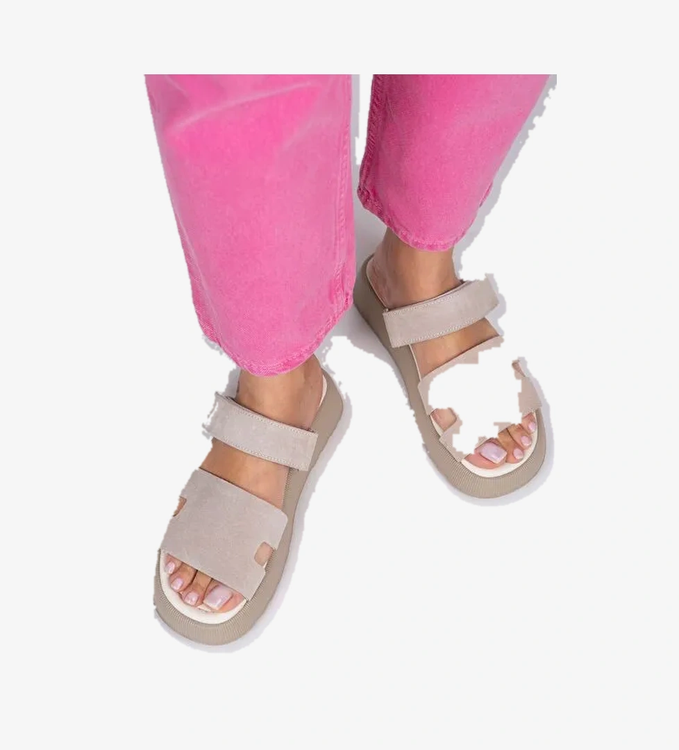 Manijero Bej Kadın Deri Terlik MNJ.031.10 - Görsel 1