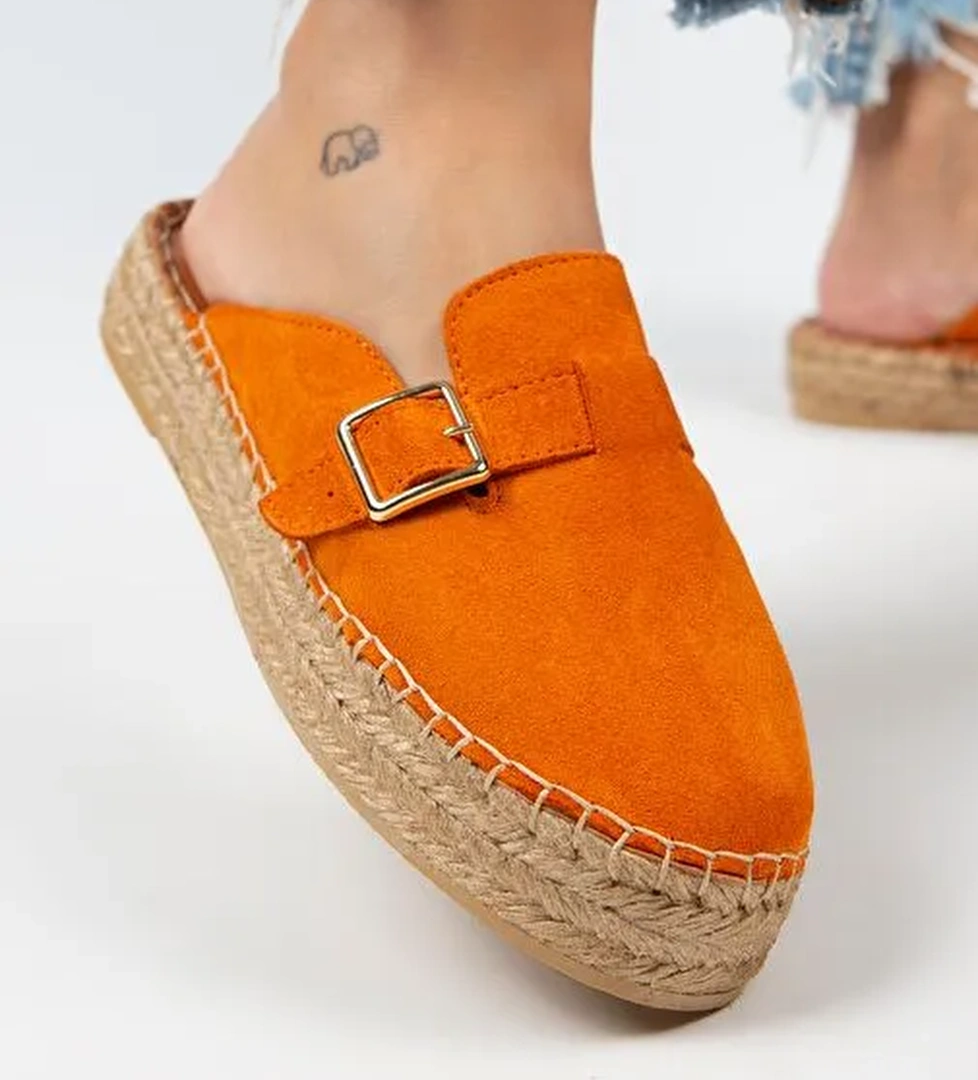 Manijero Turuncu Kadın Süet Terlik MNJ.092.03 - Görsel 1