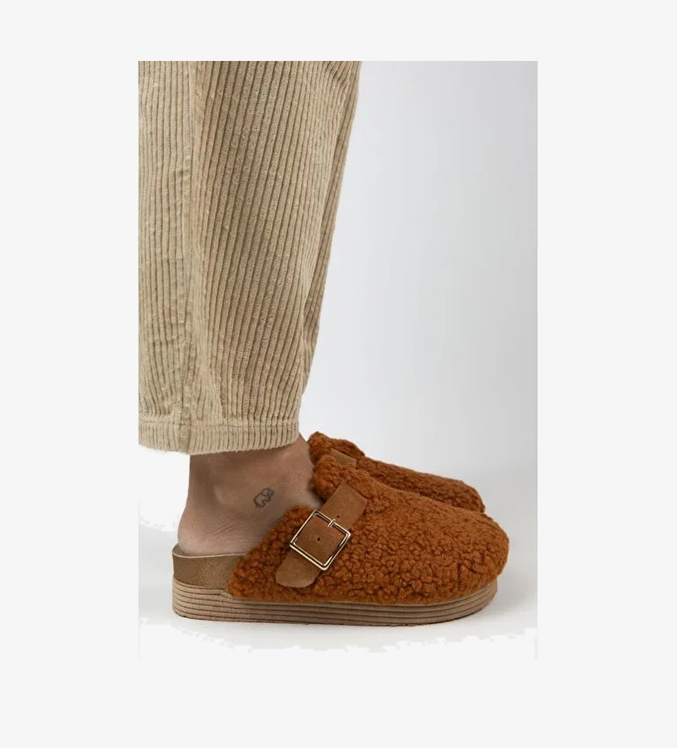 Manijero Taba Kadın Deri - Kürklü Terlik MNJ.105.09 - Görsel 1