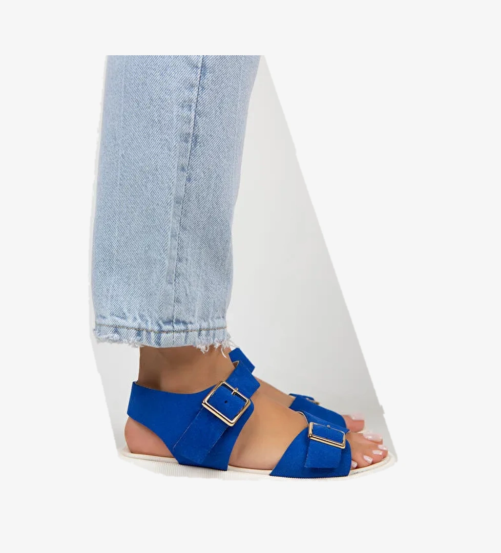 Manijero Mavi Kadın Süet Sandalet MNJ.032.06 - Görsel 1