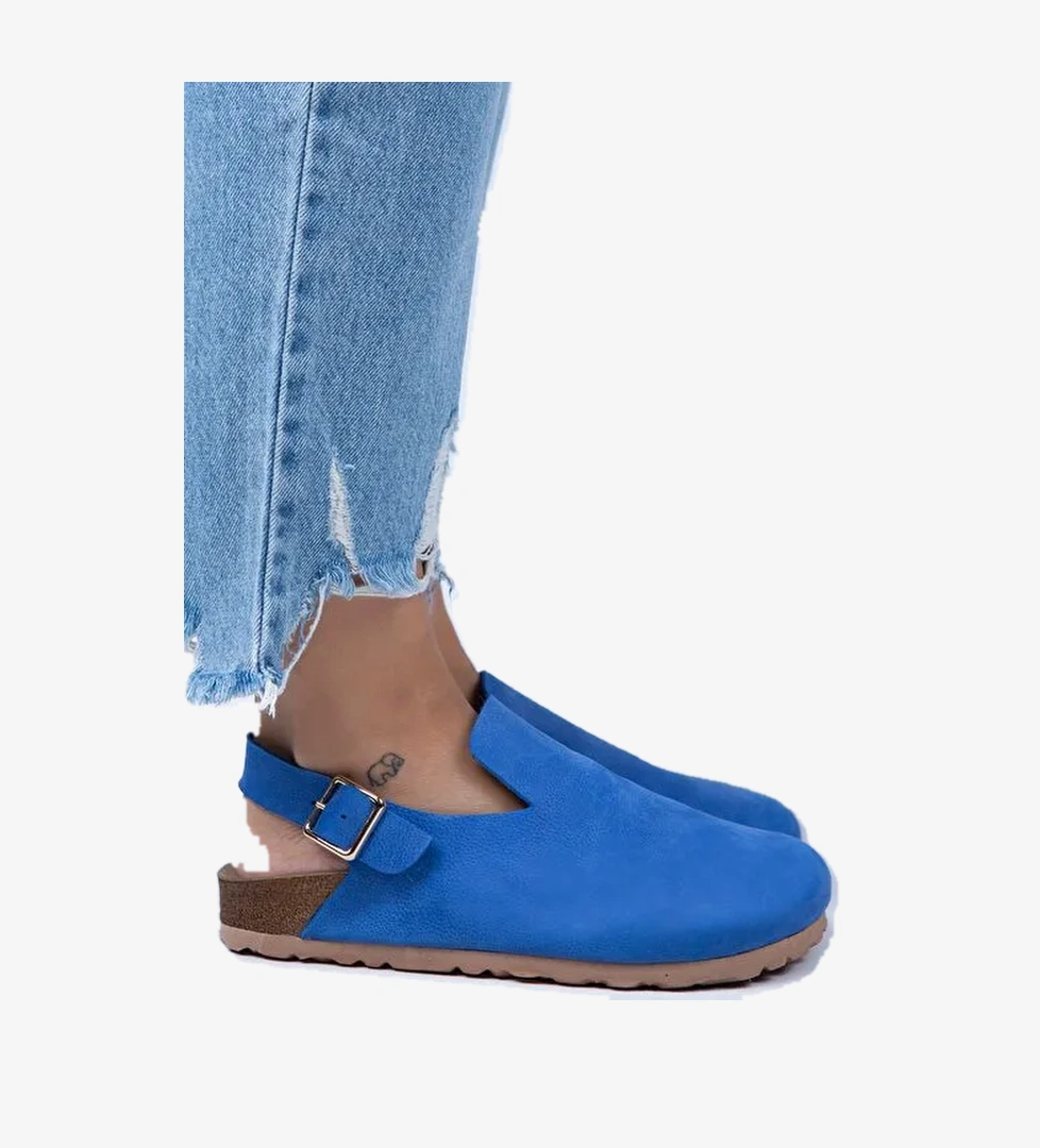 Manijero Mavi Kadın Deri Sandalet MNJ.076.04 - Görsel 1