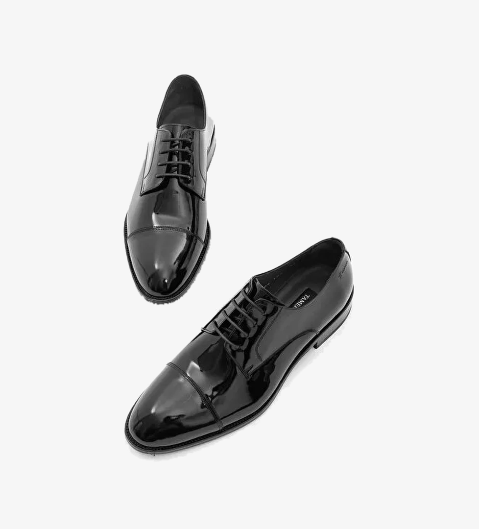 Tamer Tanca Erkek Hakiki Deri Siyah Rugan Klasik Ayakkabı - Görsel 1