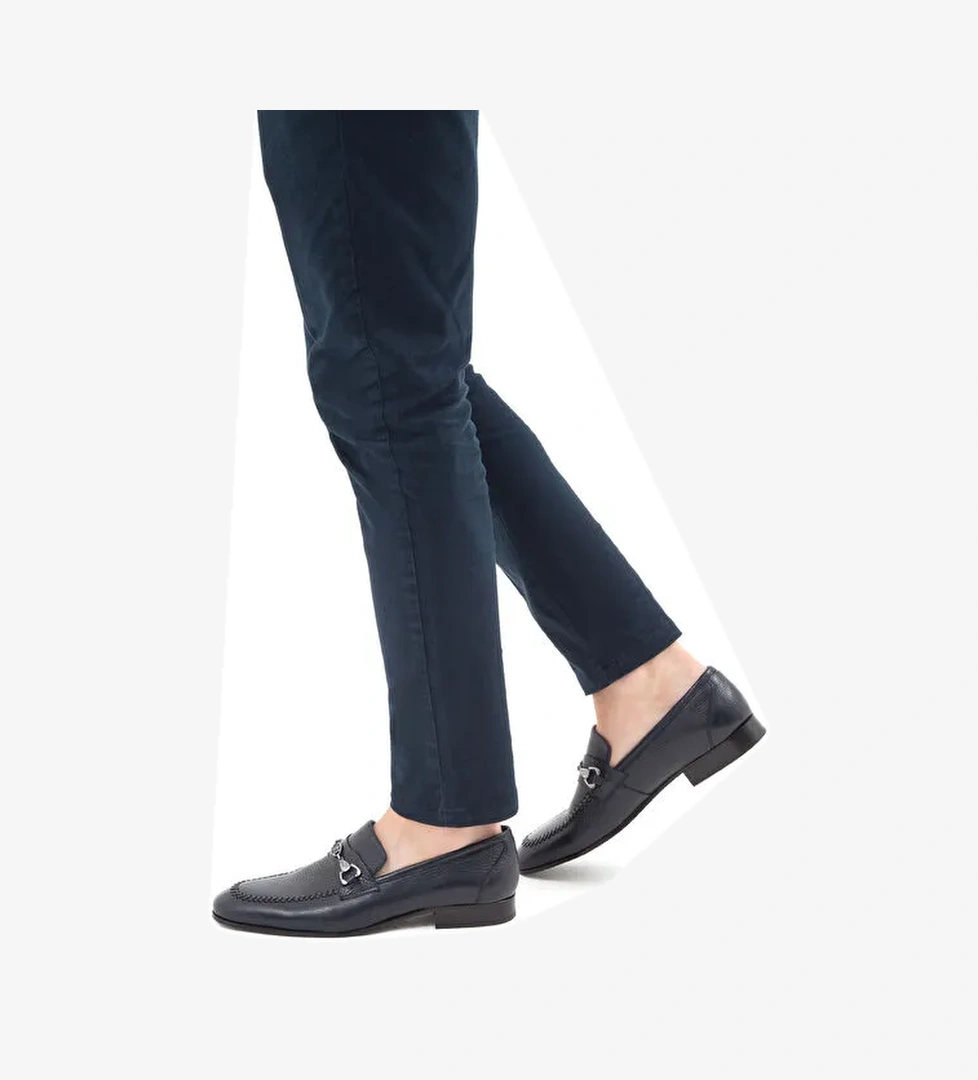 Tamer Tanca Erkek Hakiki Deri Lacivert Makosen Ayakkabı - Görsel 1