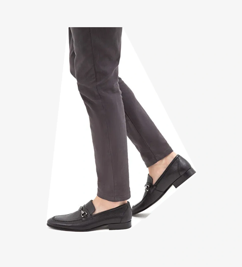 Tamer Tanca Erkek Hakiki Deri Siyah Makosen Ayakkabı - Görsel 1